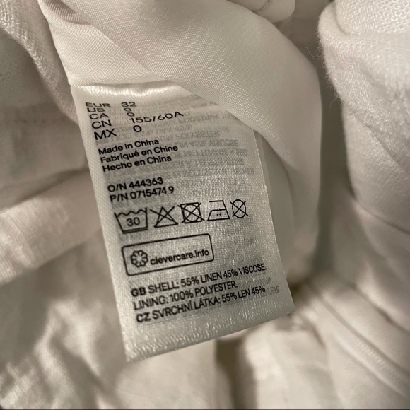 H&M White Linen Button Front Paperbag Skirt Sz 0 - Picture 6 of 6
